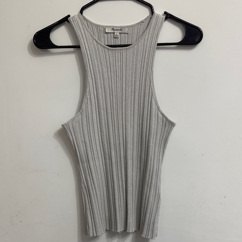 Forever 21 Silver Ribbed Tank Top